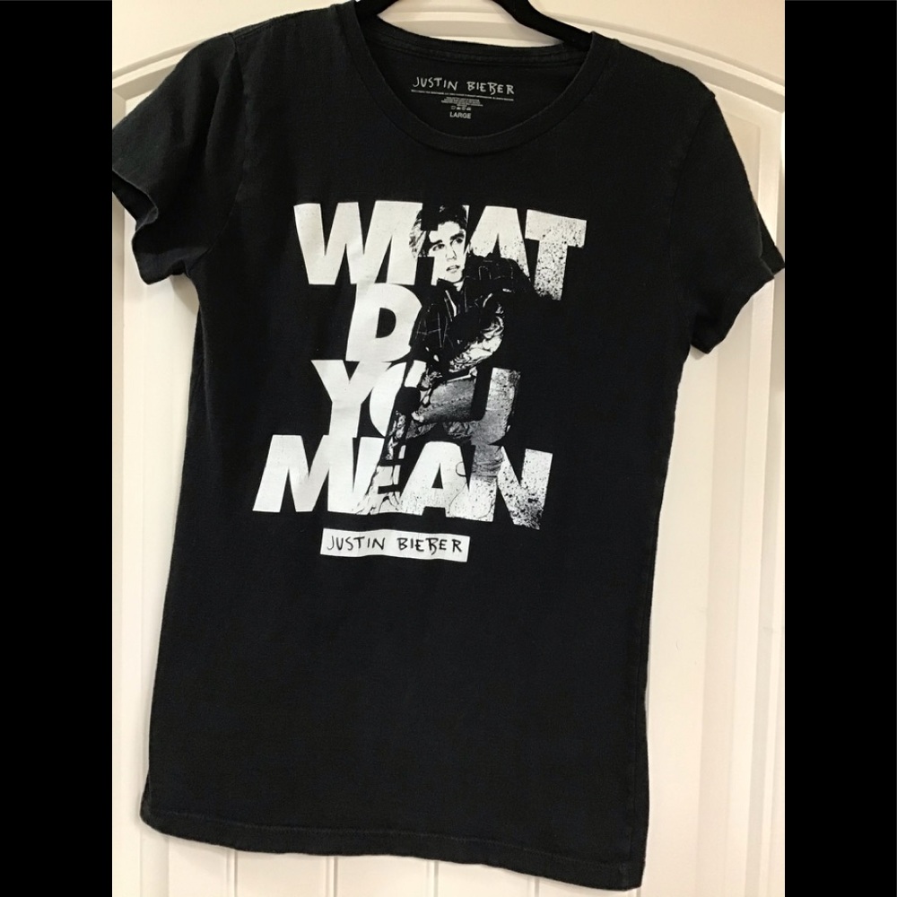 Justin Bieber girls black short sleeve tee shirt